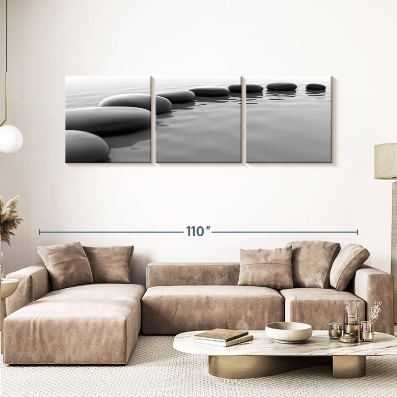 " Minimalist Stones " 3 - Pieces, 30" H x 92" W x 1.25" D