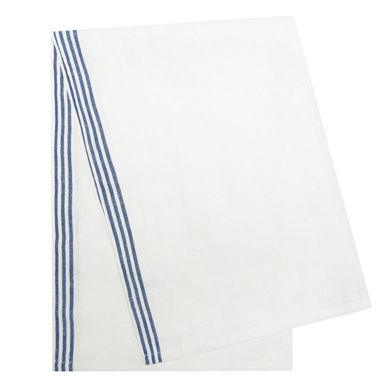 Alsace Striped Waffle Tea Towel, White/Blue