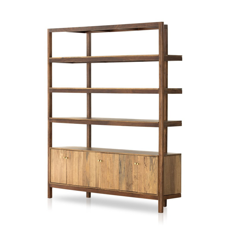 Bibliothèque standard en bois massif Jeanna H 94 "x l 84", Miel fumé