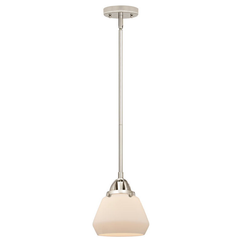 Mini-luminaire suspendu 1 lumière 7 po Nouveau 2 - Elim - 1 lumière DEL - Finition nickel - Abat-jour blanc, Blanc mat