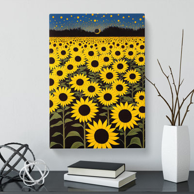 Villisca Sunflower Field Modern - Wrapped Canvas