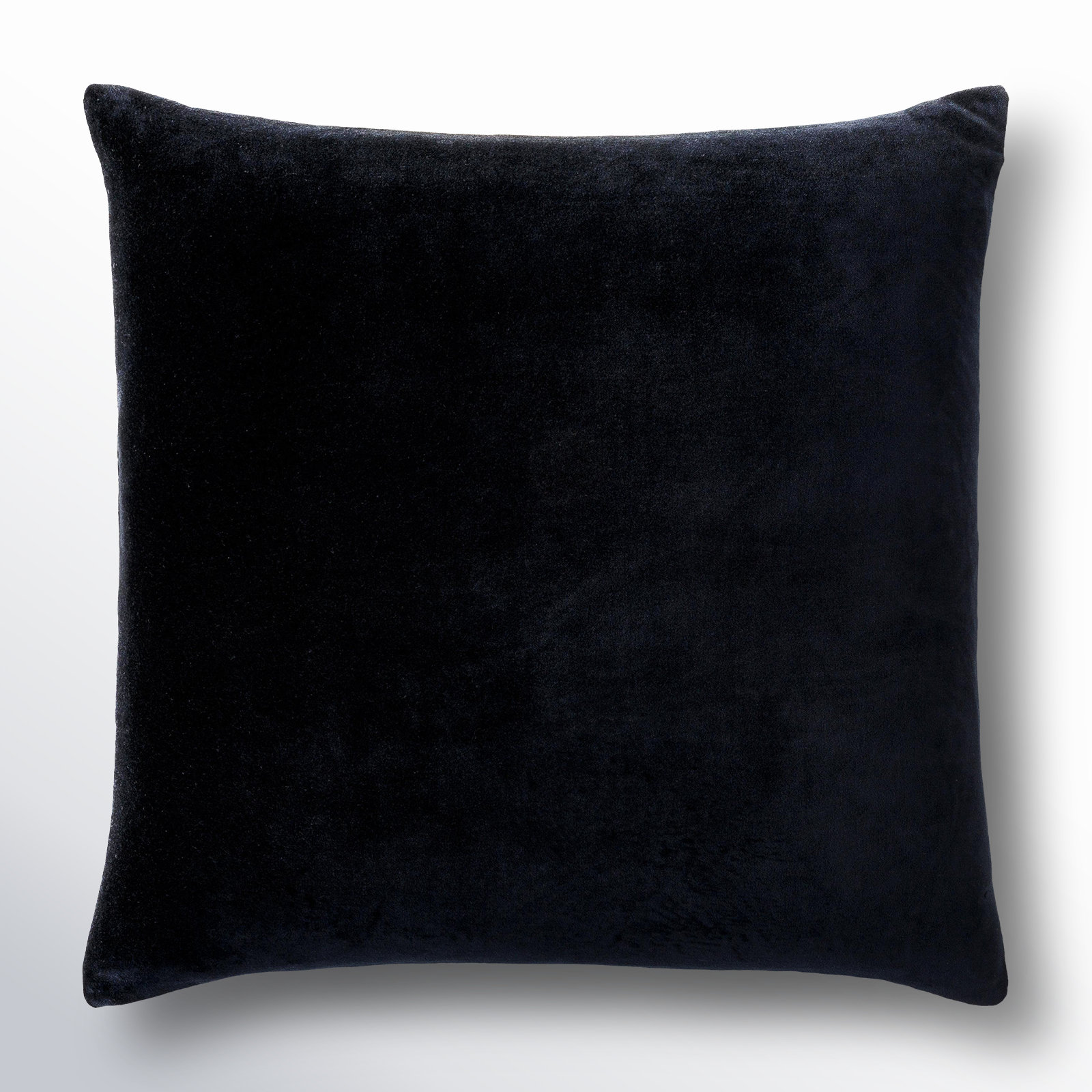 Denny Velvet Throw Pillow , Down, Black, Square 22"