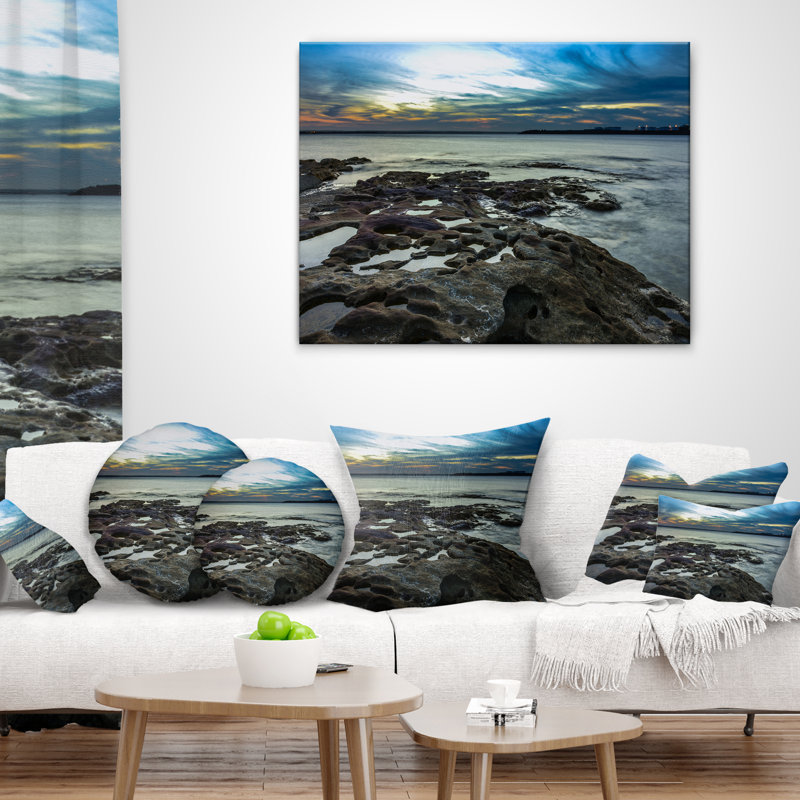 Coussin lombaire cityscape australie mer foncé magnifique, Rectangle 12" x 20"
