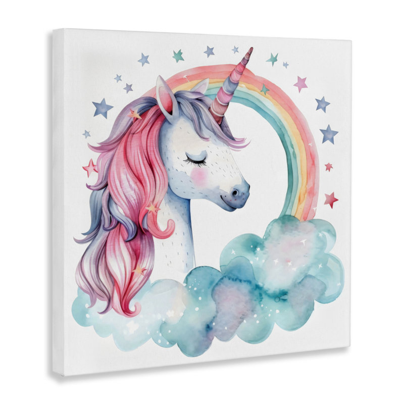 Toile de licorne étoilée arc-en-ciel, design par Creative Studio, H 17 po x l 17 po