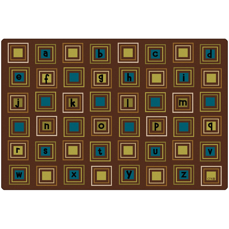 Tapis brun touffeté Literacy Squares Alphabet Premium Collection, Rectangle 8 pi x 12 pi