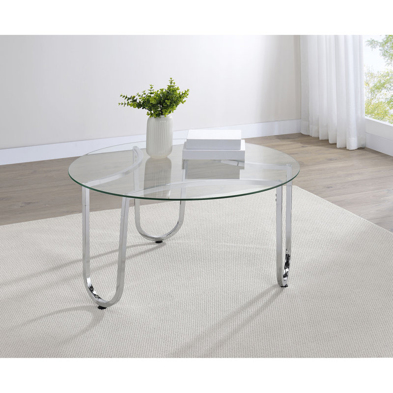 Dutton Chrome Round Glass Top Coffee Table