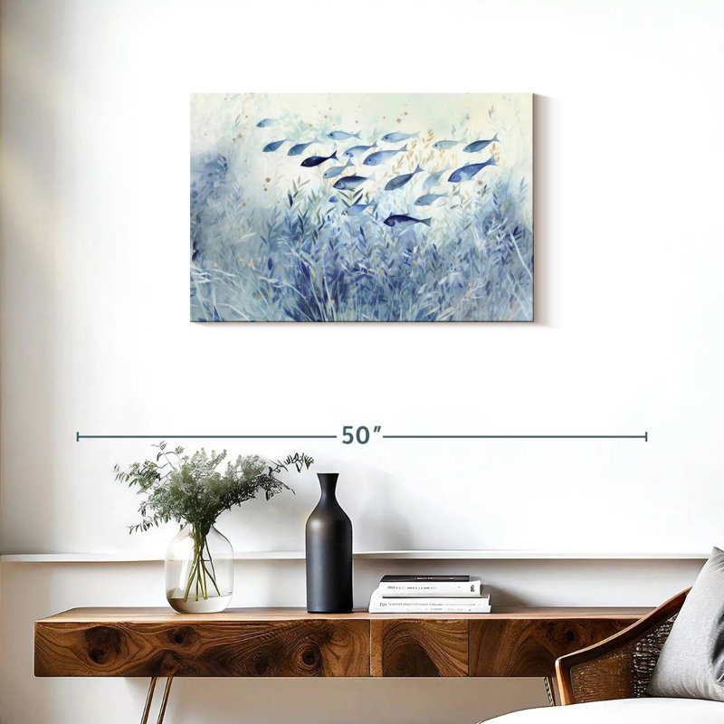 Blue School Of Fish, 20" H x 30" W