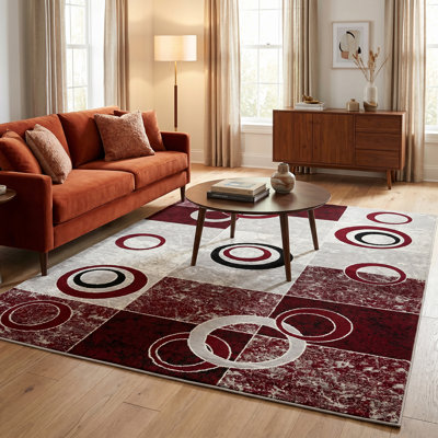 Tapis rose à motif géométrique Dillup-Jones