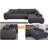 Swapan Modern Chenille Couch Sofa Sectional with Deep Tufted Seat-850894990-831549240