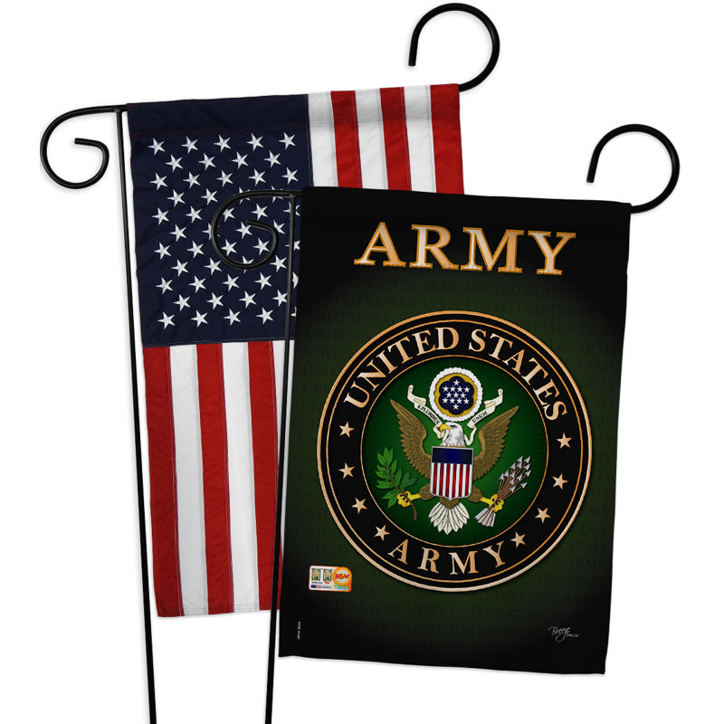 Applique de style américain décoratif en polyester à 2 faces 19 x 13 po. drapeau de jardin, Armée