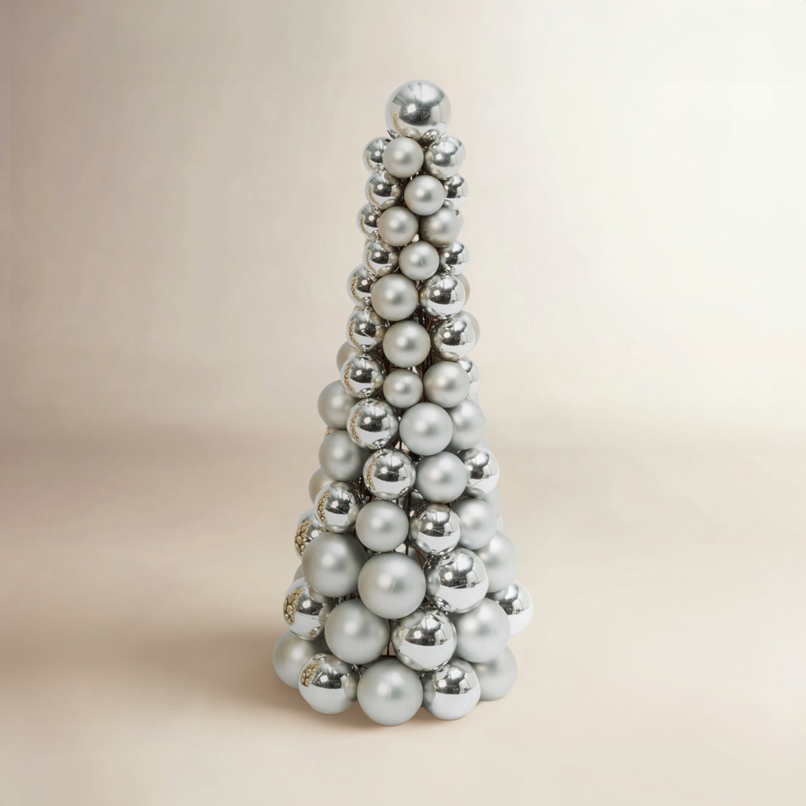 Silver Ornament Cone Tabletop Tree