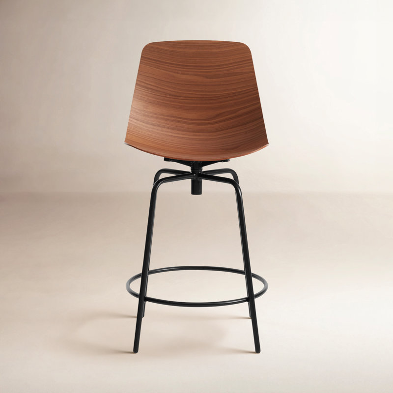 Clean Cut Swivel Stool with Metal Frame, Walnut, Counter Stool (24" Seat Height)