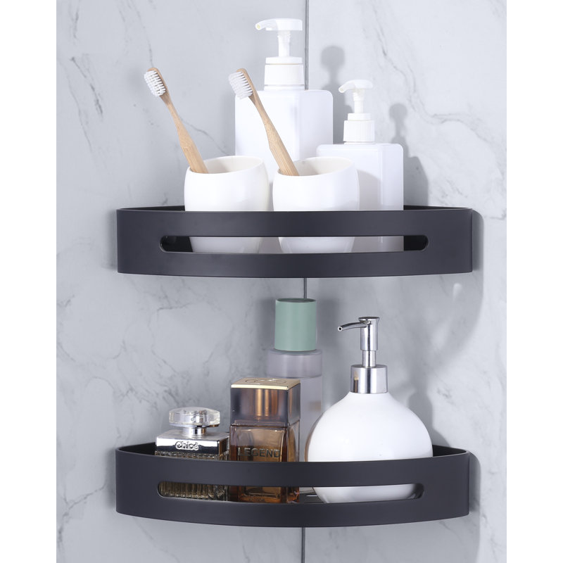 Paniers muraux triangulaires, panier de rangement argenté pour salle de bain et cuisine, Noir mat