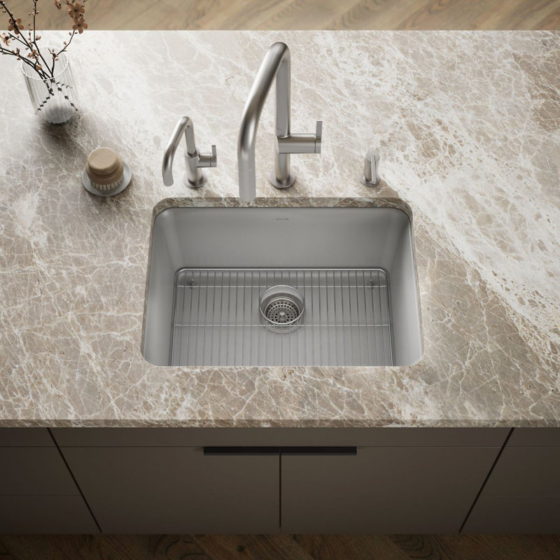 Cairn® 25" L x 18" W Undermount Kitchen Sink With Accessories, Matte Gray