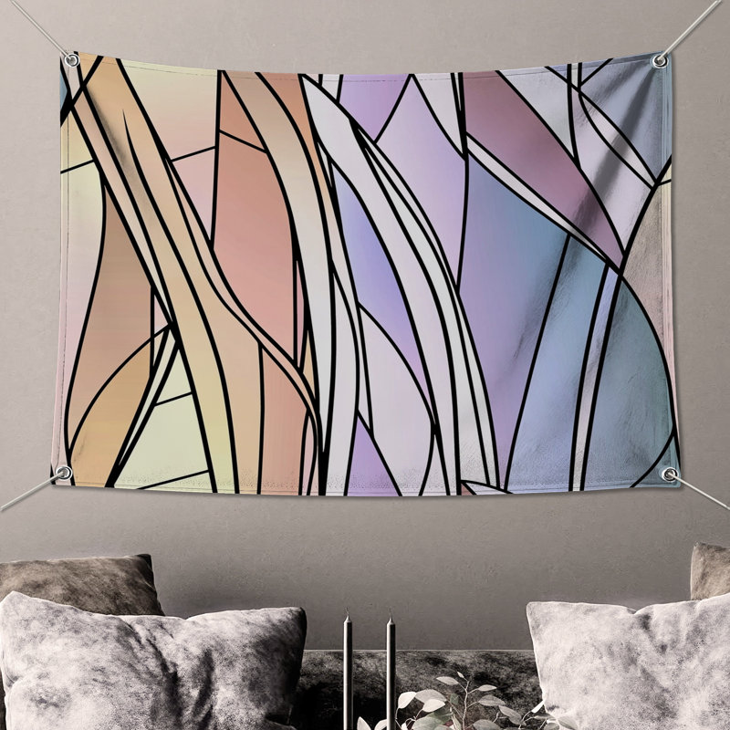 Tapisserie murale abstraite - art mural, H 51 po x l 60 po avec 4 œillets