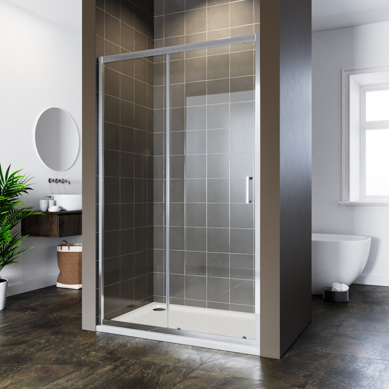 Cost-effective single sliding door shower room, Silver, Silver, 100"