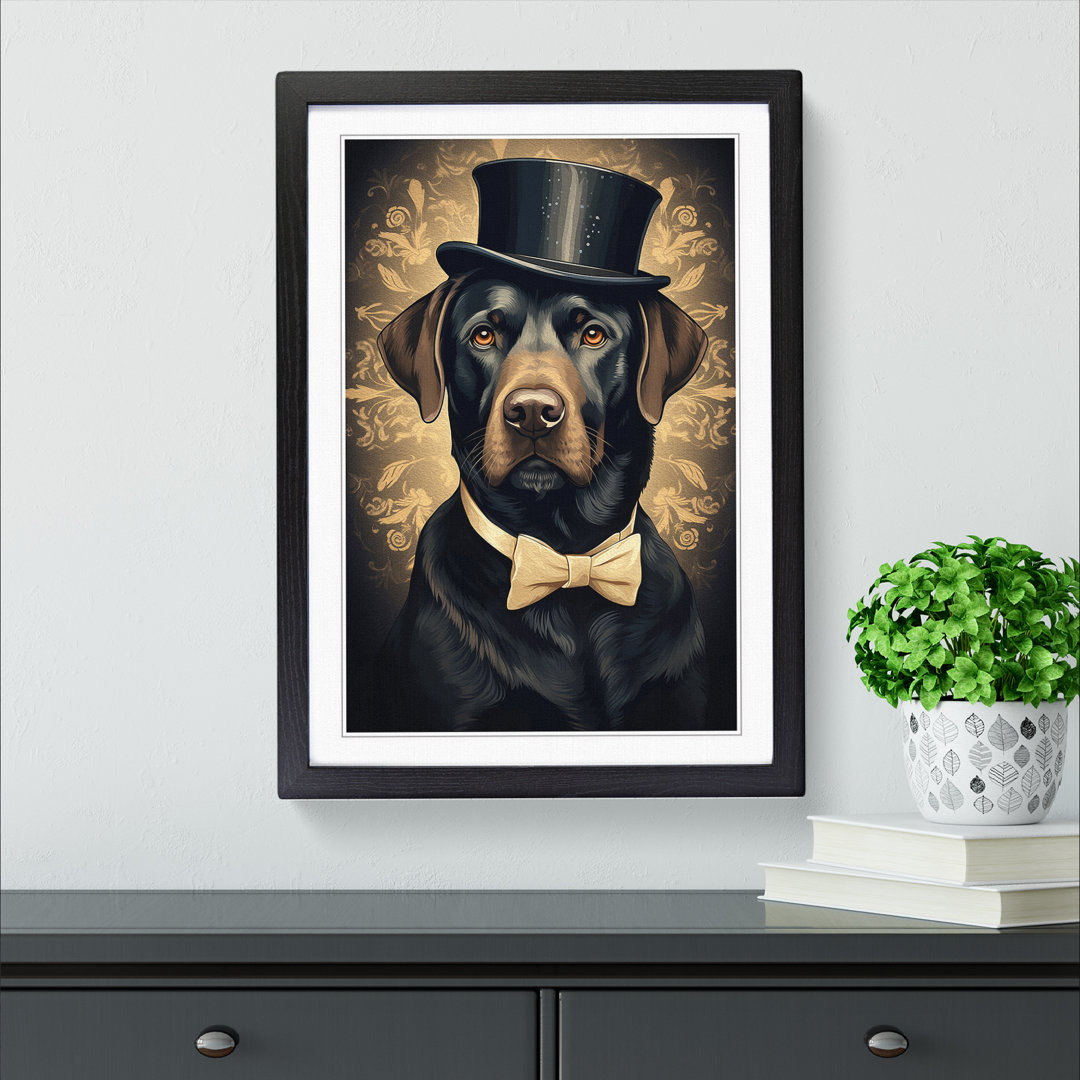 Labrador Retriever Art Deco - Single Picture Frame Print on Wood