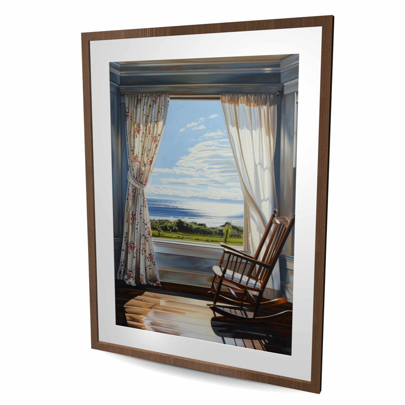 The Window - reproduction encadrée avec passe-partout pour la décoration intérieure, H 48 po x l 36 po, Brun