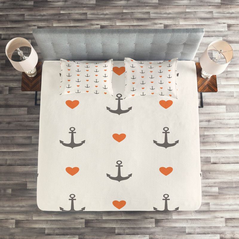 Coastal Polyester Coverlet, King Bedspread + 2 Shams