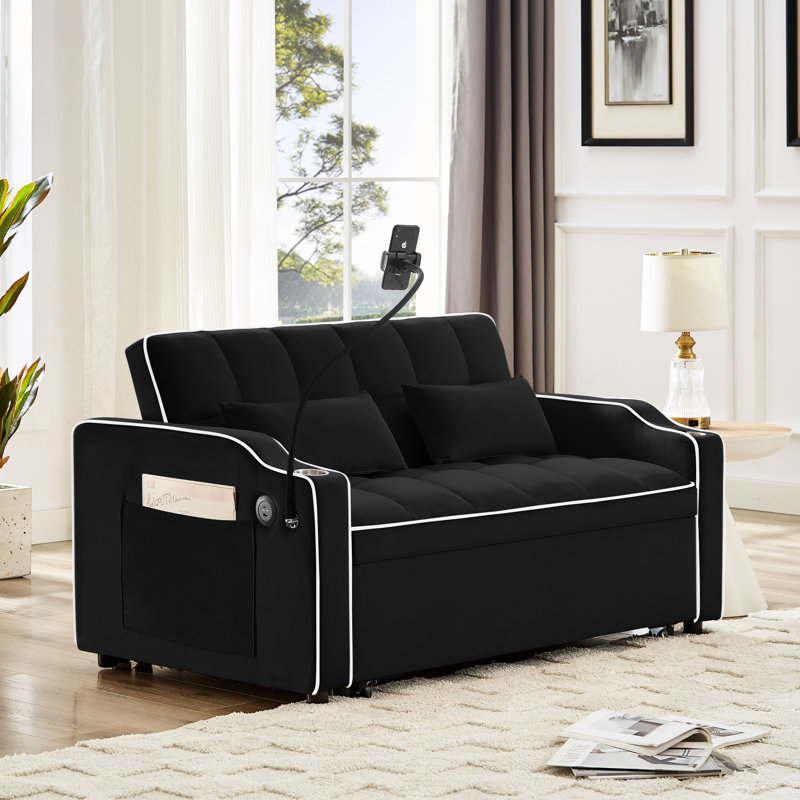 Multifonctionnel pliable en noir avec réglable, cendrier et support pour téléphone, 2 coussins de dossier, port, cendrier, support et doux pour le confort