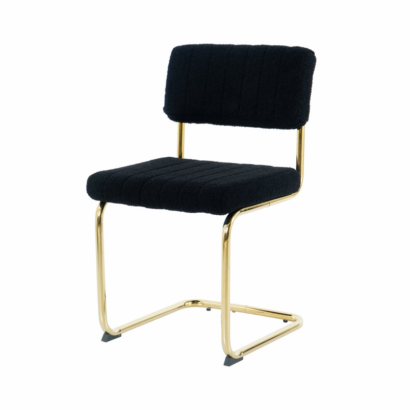 Upholstered Counter Stool with Metal Frame, Or, Noir