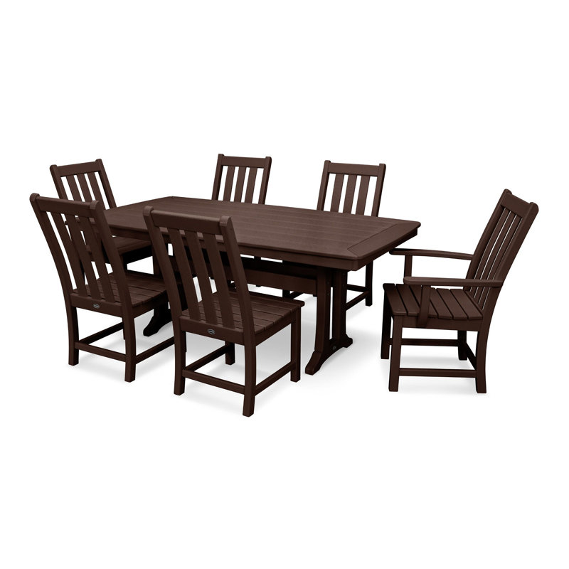POLYWOOD Vineyard 7-Piece Dining Set with Trestle Legs, Mahogany