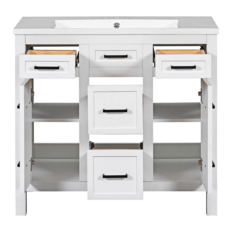 Meuble-lavabo simple 36 po avec plateau en résine Zeda