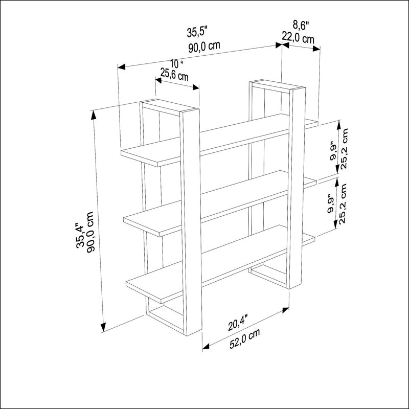 Demandrea Wallshelf, Oud Black