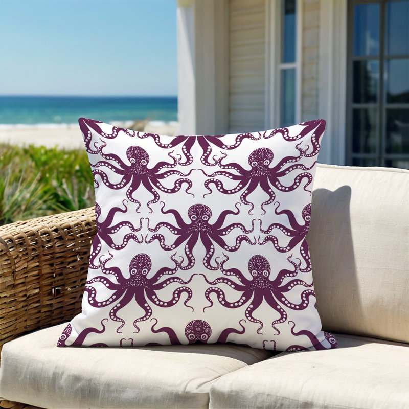 Barnon Outdoor Reversible Throw Pillow, 18"H x 18"W, Purple