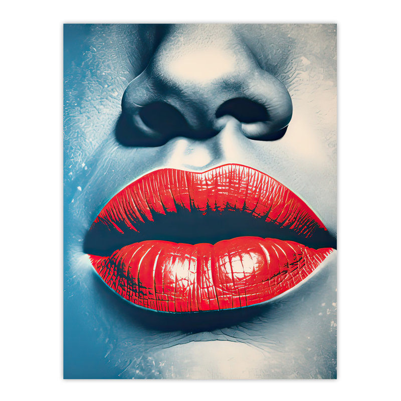 Wall Art Print Irresistible Lips Lipstick Love Seduction in Red Poster