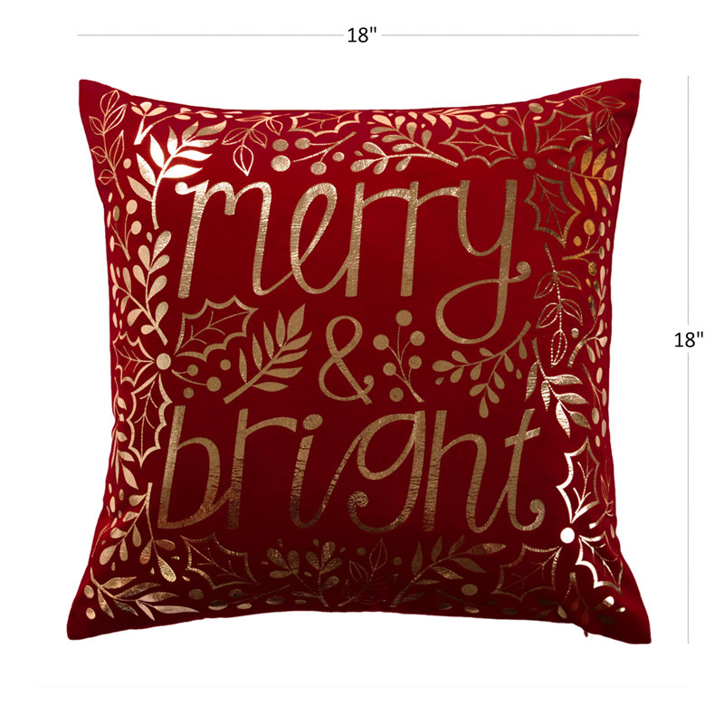 Housse de coussin Christmas Merry Bright, Rouge