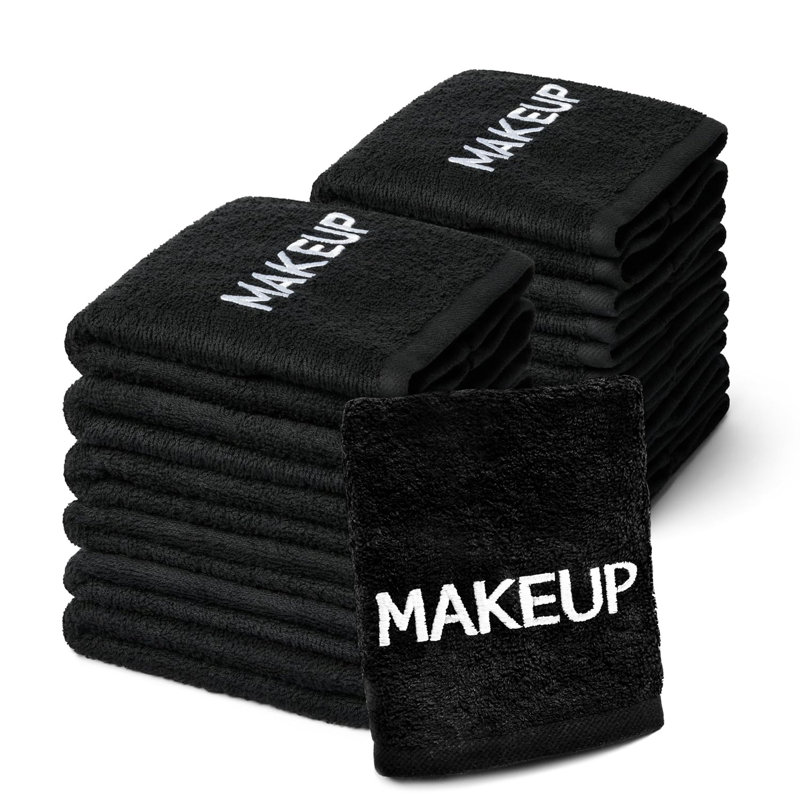 Bisher Premium Black Makeup Remover Towels | 100% Cotton, Washcloths Set