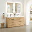 Meuble-lavabo double 60 po en chêne blanc avec miroir artificiel Abia