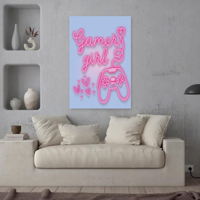 Art contemporain abstrait Gamer Girl Glow, H 36 po x l 24 po