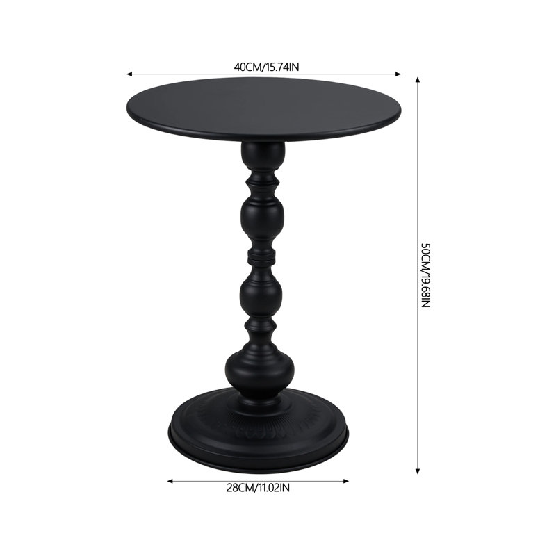 Black Vintage Pedestal Round Side Table