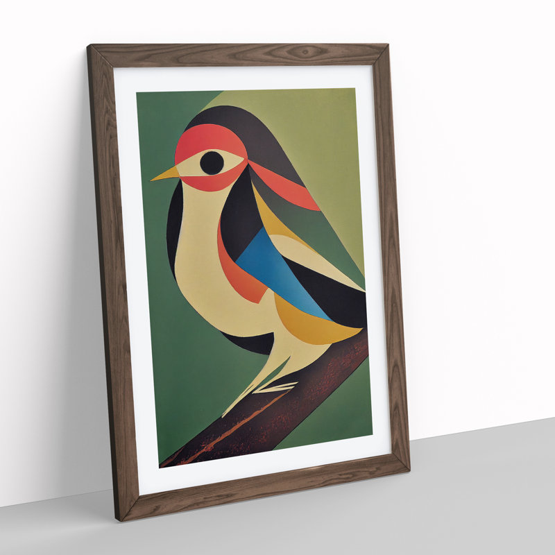 Abstract Bird No.4 - Wall Art, 34cm H x 25cm W x 2cm D, Walnut Framed