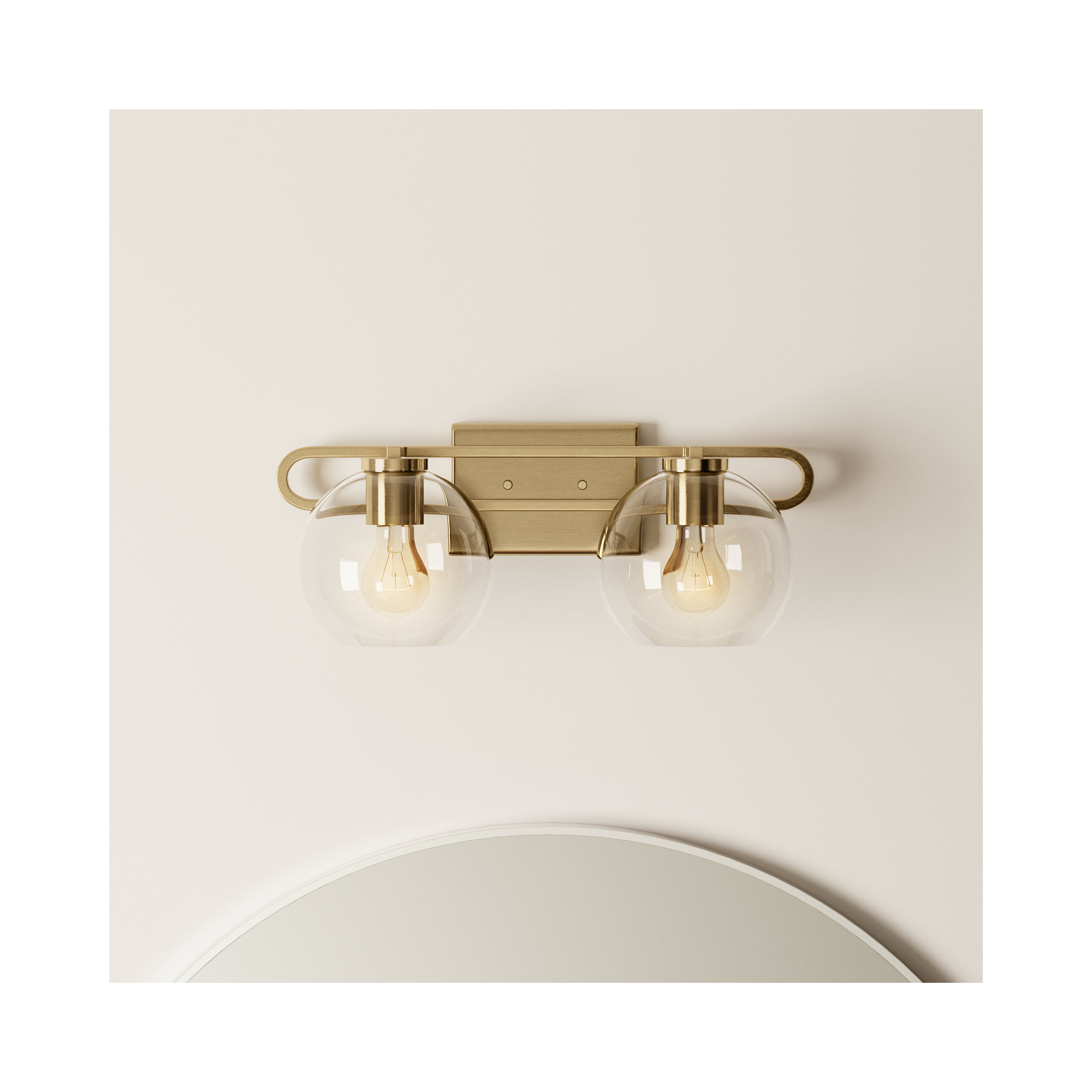 Eveline 4 Light Transparent Dimmable Vanity Light, 7.63"H x 19.75"W x 8.38"D, 2, Satin Brass