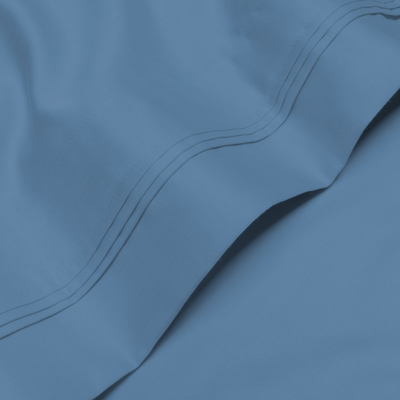  Blue Nile Mills 1000 Thread Count Standard Cotton Sheet Set, Medium Blue, Queen