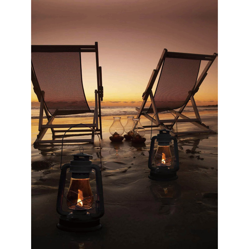 LED Lighted Sunset Beach Chairs Canvas Wall Art 15.75" x 11.75"