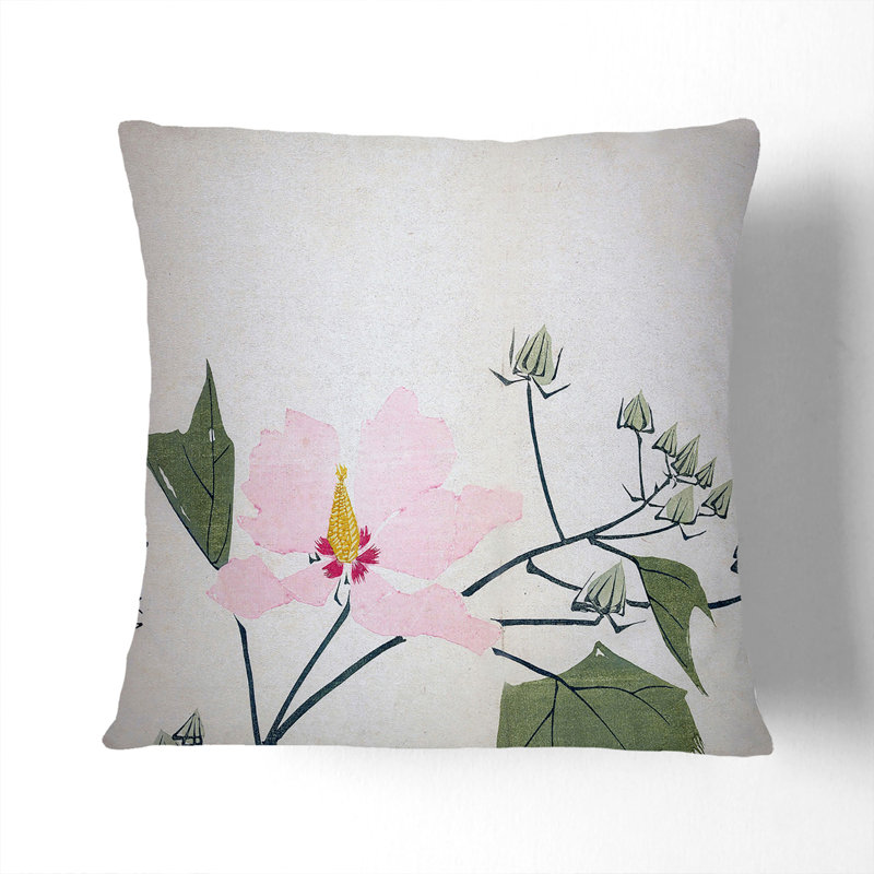 Pink Flower by Matsumura Goshun Cushion with Filling, 55cm H x 55cm W x 20cm D