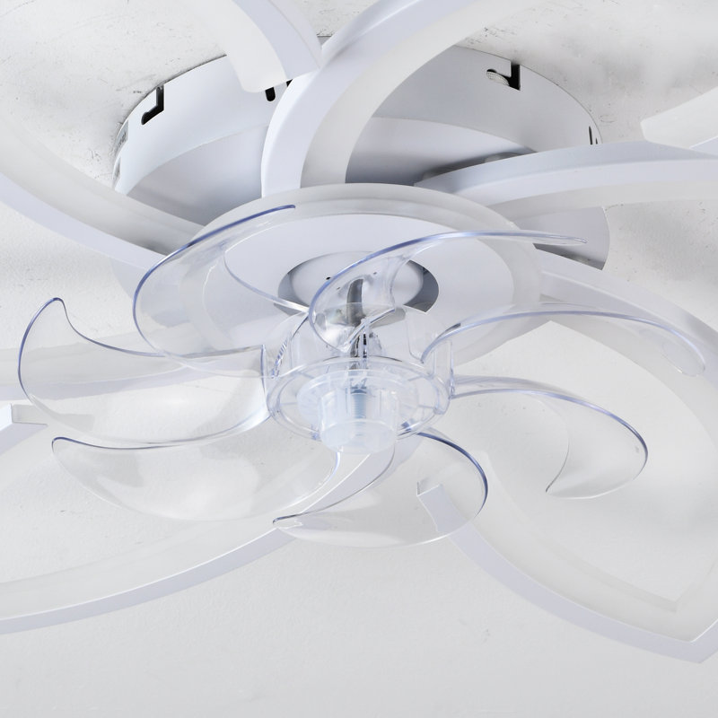 Ventilateur de plafond 30 po avec lumière blanche, ventilateur encastré moderne à DEL avec télécommande et commande APP, ventilateur de plafond à profil bas à intensité variable avec 6 vitesses pour la chambre à coucher, la cuisine et le salon