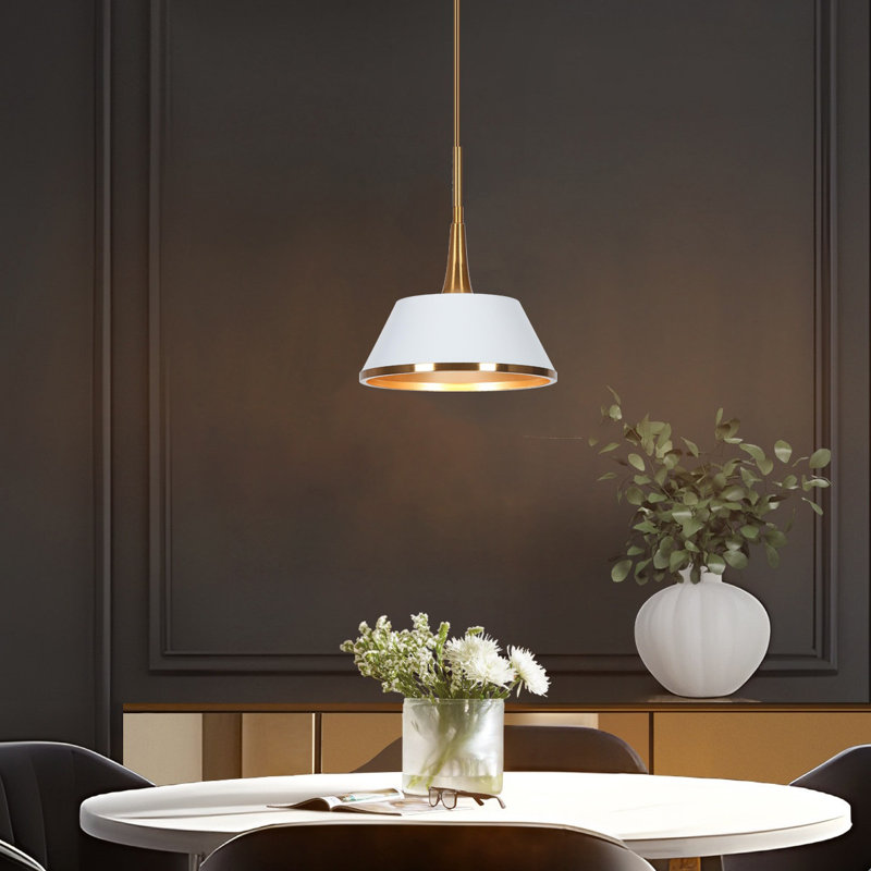 Tilda 1-Light Modern Dimmable Dome Pendant Light with Metal Shade, White