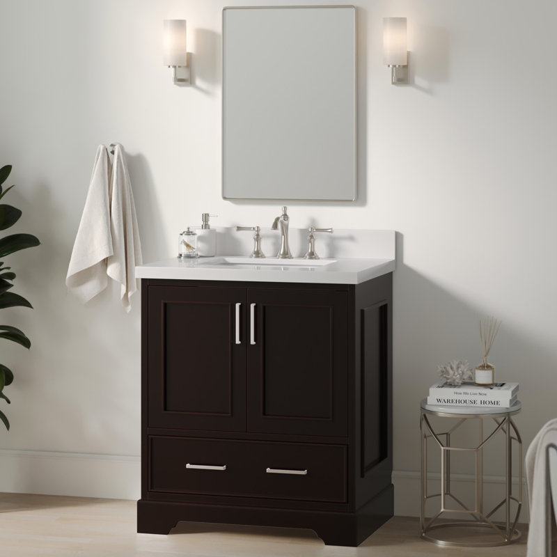 Meuble-lavabo simple avec plateau Abshire 31, Espresso