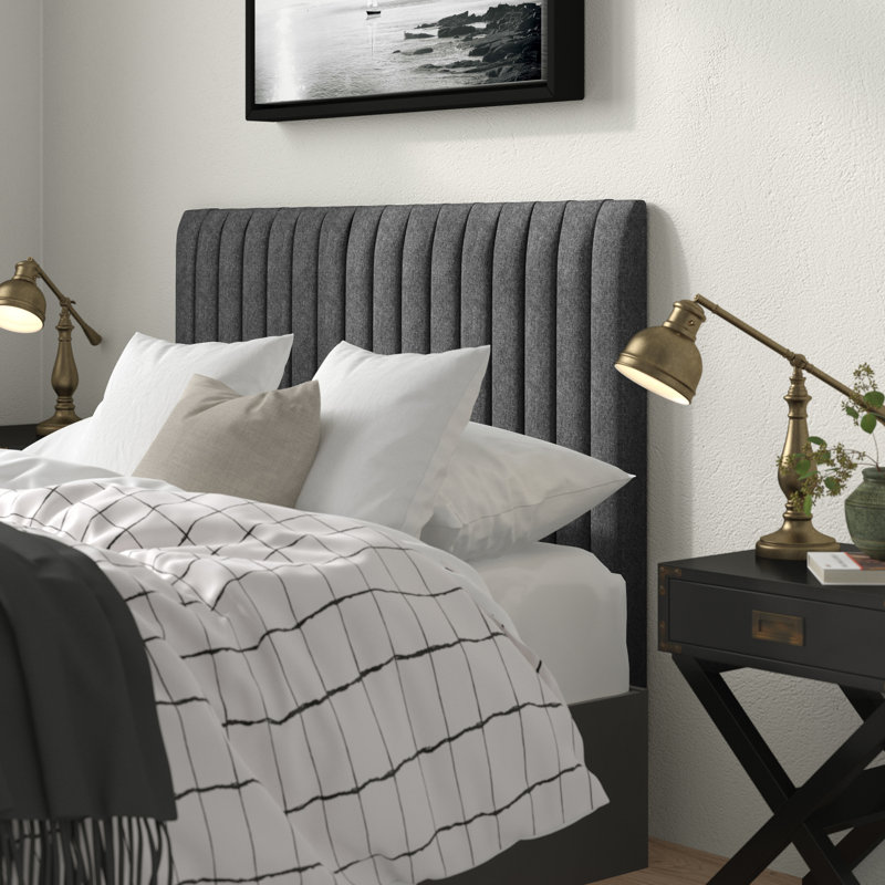 Hampton Upholstered Headboard, Double (4'6), Charcoal