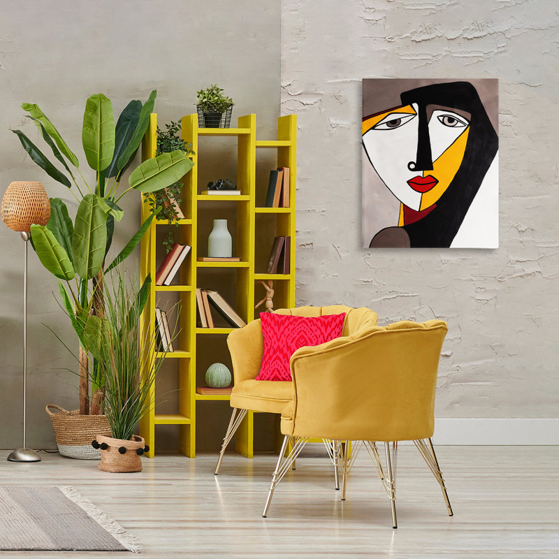 Art mural sur toile, "Cubism femelle face" par Ruth Fromstein, H 30 po x l 24 po