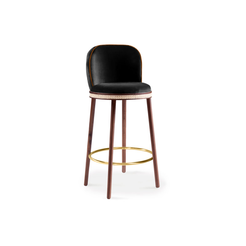 Alma Counter & Bar Stool, Black, Counter Stool (27" Seat Height), Satin Brass