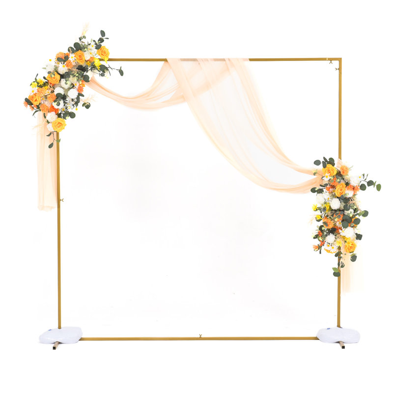 Support de toile de fond en forme d'arche de mariage en or 6,6 pi, cadre de voûte en métal carré pour fête d'anniversaire