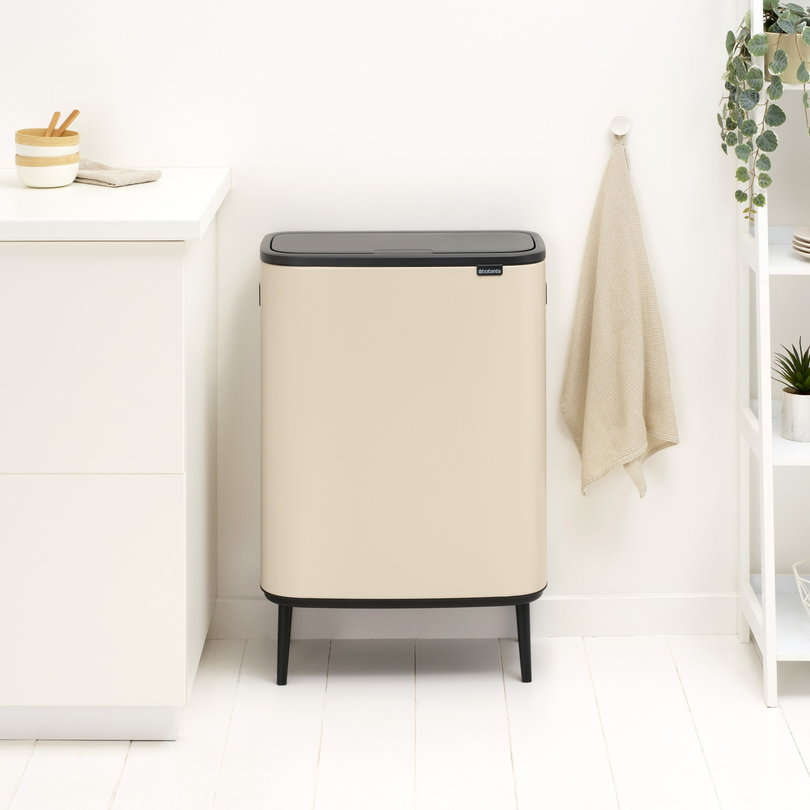 Brabantia Bo Hi Touch Dual Recycling Can, Soft Beige