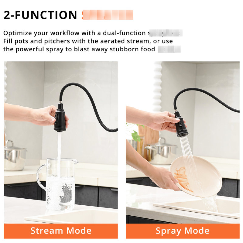 Automatic Smart Motion Sensor Kitchen Faucet - Hands Touchless With Pull Down, Black Contemporary Style, Brass, Ceramic Filler Sensor, Down , Design, For Sink