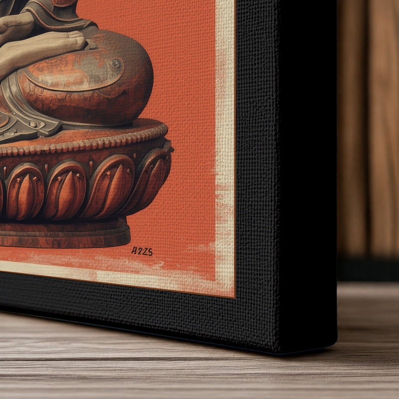 Buddha in Repose Japandi 1 Piece Wrapped Canvas Wall Art, 18x12 - 45.7 x 30.5 cm, Black Border